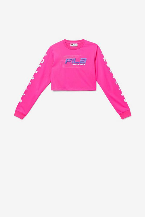 Fila Luigia Long Sleeve Crop Women's Tee - Pink,NZ 561-95730